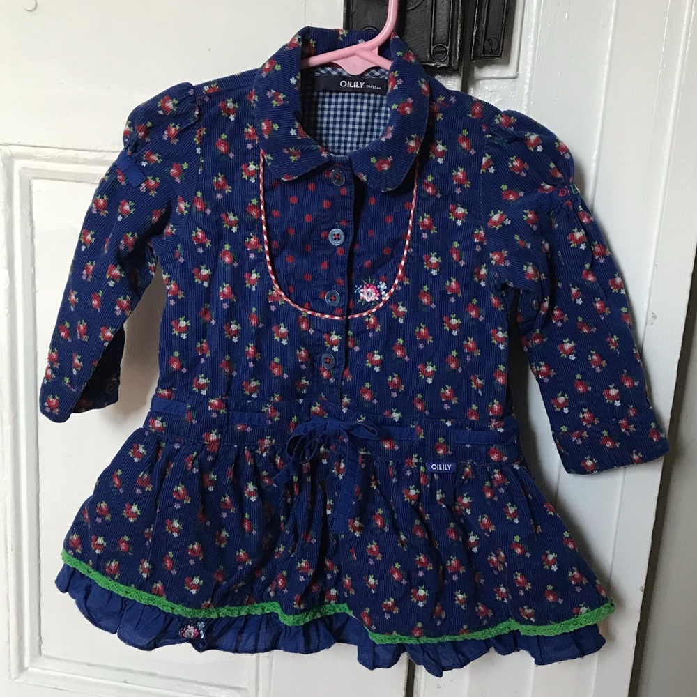 Oilily Baby Girl floral corduroy floral dress size 12 months